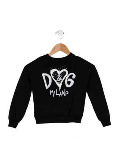 Pre-owned Dolce & Gabbana Babies' Toddler Girls' Graphic Embellished Sweatshirt In Black