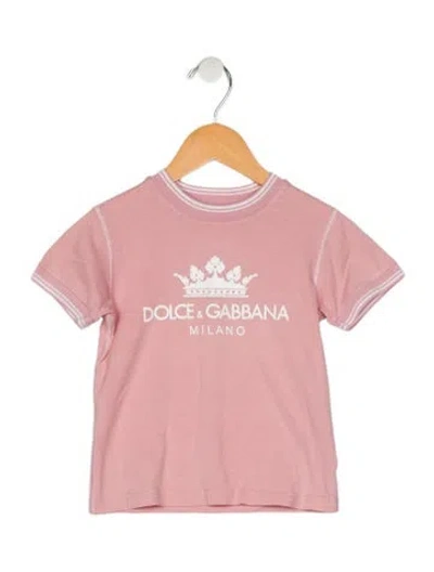 Pre-owned Dolce & Gabbana Babies' Toddler Girls' Graphic Short Sleeve T-shirt In Pink