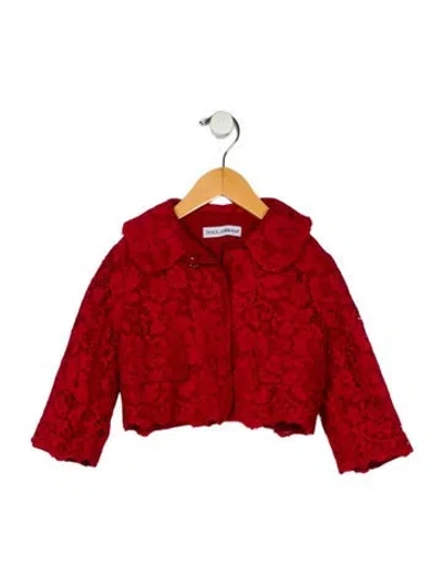 Pre-owned Dolce & Gabbana Babies' Toddler Girls' Lace Cropped Jacket In Red