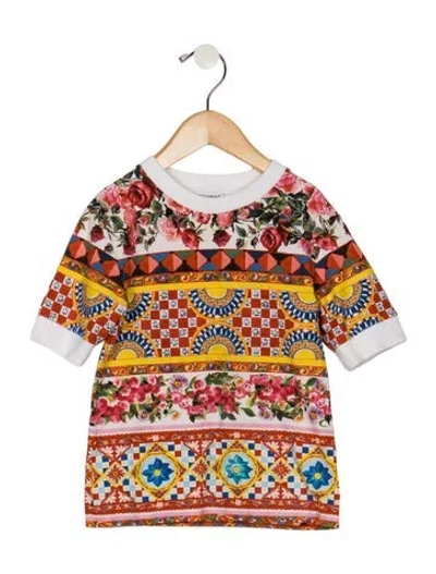 Pre-owned Dolce & Gabbana Babies' Toddler Girls Pattern Printed Dress In White