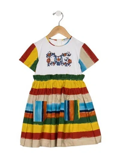 Pre-owned Dolce & Gabbana Babies' Toddler Girls' Patterned Printed Dress In White