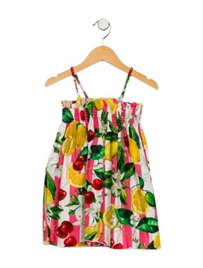 Pre-owned Dolce & Gabbana Babies' Toddler Girls' Patterned Sleeveless Dress In White