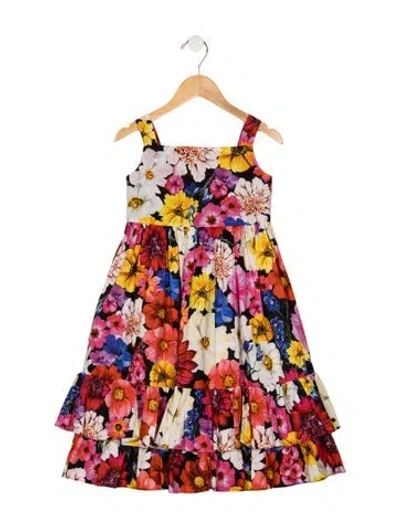 Pre-owned Dolce & Gabbana Babies' Toddler Girls Pleated Pattern Printed Dress In Black