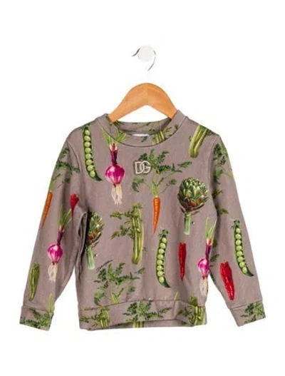 Pre-owned Dolce & Gabbana Babies' Toddler Girls' Printed Crew Neck Sweatshirt In Gray