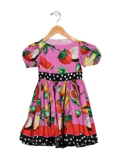 Pre-owned Dolce & Gabbana Babies' Toddler Girls' Printed Short-sleeve Dress In Pink