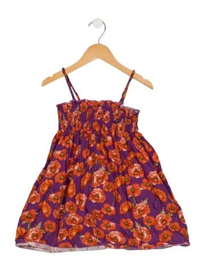 Pre-owned Dolce & Gabbana Babies' Toddler Girls' Sleeveless Floral Print Dress In Purple