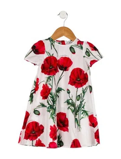 Pre-owned Dolce & Gabbana Babies' Toddler Girls' Sleeveless Floral Print Dress In White