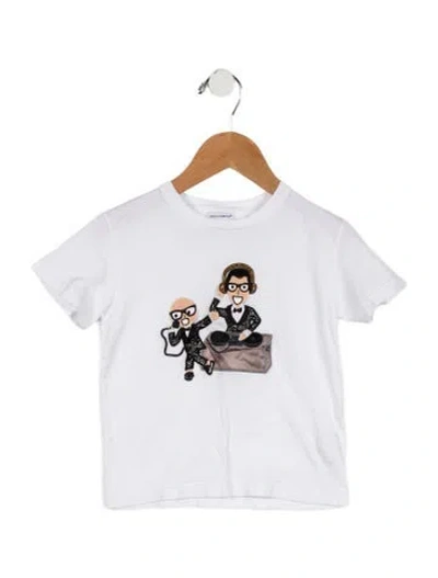 Pre-owned Dolce & Gabbana Babies' Toddler Girls' Stefano And Domenico Dj Graphic T-shirt In White