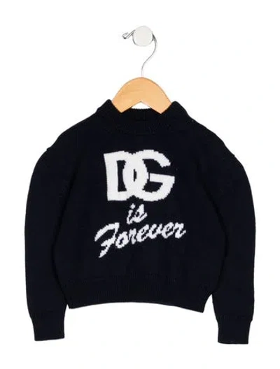 Pre-owned Dolce & Gabbana Babies' Toddler Girls Virgin Wool Branded Sweater In Black