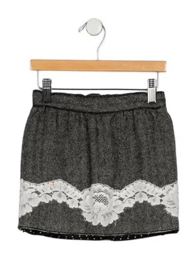 Pre-owned Dolce & Gabbana Babies' Toddler Girls' Wool Striped Skirt In Black
