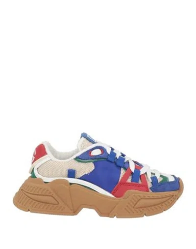 Dolce & Gabbana Babies'  Toddler Sneakers Blue Size 10c Polyamide, Calfskin, Polyester, Elastane, Acrylic