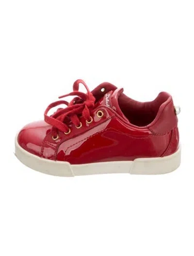 Pre-owned Dolce & Gabbana Babies' Toddlers' Boys Patterned Leather Sneakers In Red