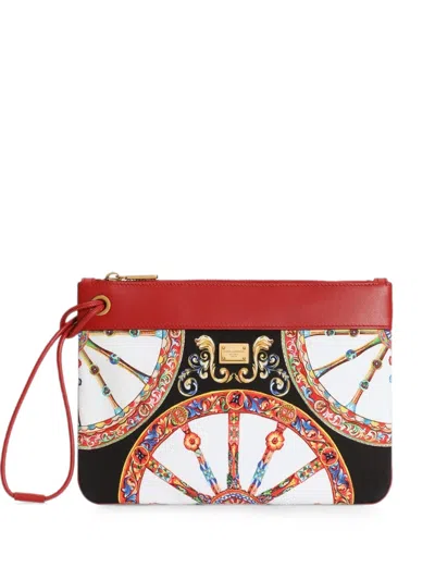 Dolce & Gabbana Toiletry Bag In Carretto-print Canvas In Multi