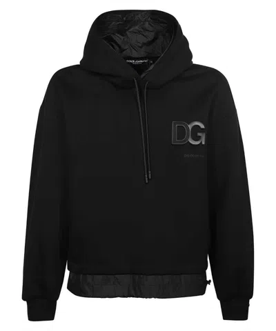 Pre-owned Dolce & Gabbana Tonal Dg Patch Hoodie ( G9uh9z) In Black
