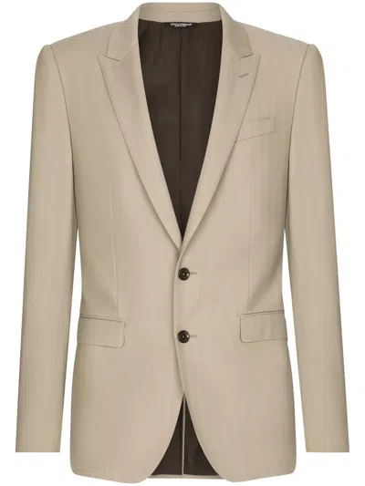 Dolce & Gabbana Tonal-striped Two-piece Suit In Brown