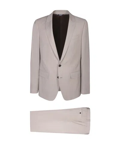 Dolce & Gabbana Tonal-striped Two-piece Suit In Nude