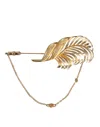 Dolce & Gabbana Gold Tone 925 Sterling Silver Leaf Crystal Chain Brooch In Gold
