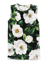 Dolce & Gabbana Gardenia Print Stretch Silk Charmeuse Sleeveless Top In White