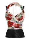 Dolce & Gabbana Rose Red Top With Halterneck Tie Fastening