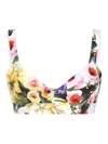 Dolce & Gabbana Yellow Giardino Printed Cotton Bra In Multicolour