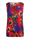Dolce & Gabbana Anemone Silk-blend Charmeuse Top In Multicolour