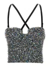 Dolce & Gabbana Bustier Top With Embroidered Sequins In Silver