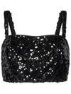 Dolce & Gabbana Black Sequin Cropped Top