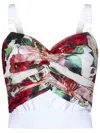 Dolce & Gabbana Floral Silk Blend Bustier Crop Top