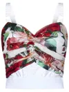 Dolce & Gabbana Floral Silk Blend Bustier Crop Top