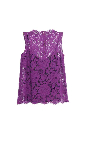 Dolce & Gabbana Lace-detailing Top In Purple
