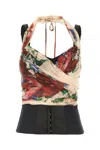 Dolce & Gabbana Rose Red Top With Halterneck Tie Fastening In Multi