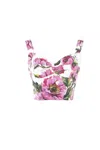 Dolce & Gabbana Printed Poplin Bustier Top In Pink