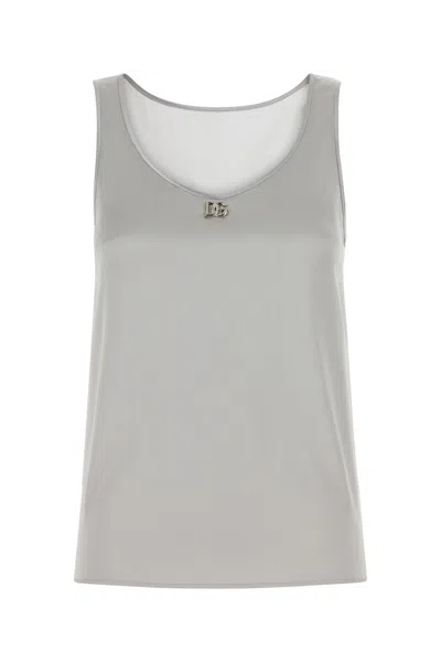 Dolce & Gabbana Grey Stretch Satin Tank Top