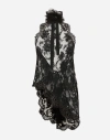 Dolce & Gabbana Asymmetrical Lace Top With Flower Detail In ブラック