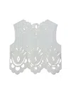 Dolce & Gabbana Cutout Embroidered Cotton Popeline Crop Blouse In Bianco Ottico