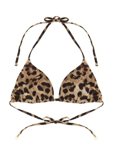 Dolce & Gabbana Animalier Mini Bikini In Brown