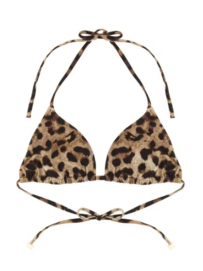 Dolce & Gabbana Top Bikini In Brown