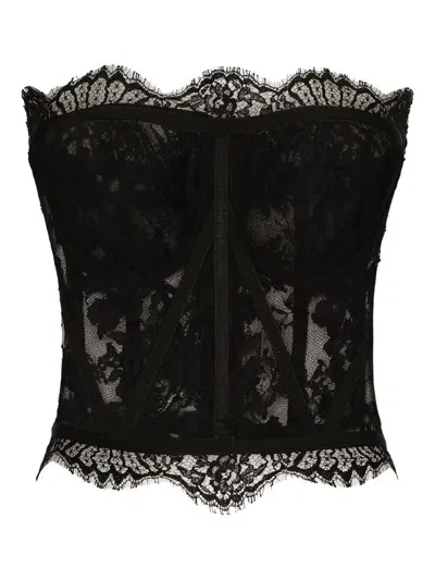 Dolce & Gabbana Lace Corset Style Top In Animal Print