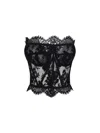 Dolce & Gabbana Top Floral Pattern Lace Detailing Scalloped Edges In Black