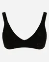 Dolce & Gabbana Flocked Jersey Top With All-over Dg Logo In Black