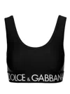 Dolce & Gabbana Black Sports Bra With Branded Band In Stretch Tech Fabric Woman In Black