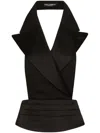 Dolce & Gabbana Black Double-breasted Vest With Rear Cut-out In Silk And Wool Woman In Black  