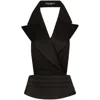 Dolce & Gabbana Black Double-breasted Vest With Rear Cut-out In Silk And Wool Woman In Black
