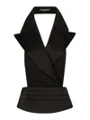 Dolce & Gabbana Black Double-breasted Vest With Rear Cut-out In Silk And Wool Woman In Black