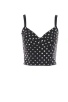 Dolce & Gabbana Polka-dot Marquisette Corset Top In Black Polka Dots