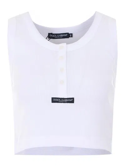 Dolce & Gabbana Logo Cropped Tank Top In White