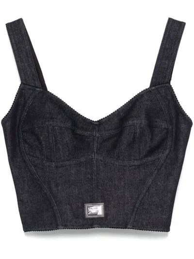 Dolce & Gabbana Plaque Logo Corset In Black