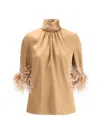 Dolce & Gabbana Feathers Blouse In Brown