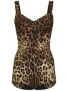 Dolce & Gabbana Leopard-print Fitted Bodysuit In Brown