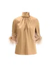 Dolce & Gabbana Feathers Blouse In Brown